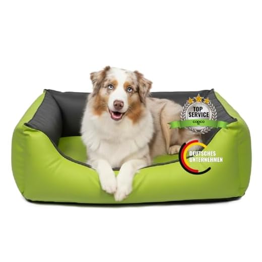 CopcoPet - Hundebetten Rocco XL 110 x 90cm, Grün-Grau, 2in1 wasserabweisendes Hundebett, Hundeschlafplatz komplett aus Kunstleder, Hundematratze aus Schaumstoff-Flocken