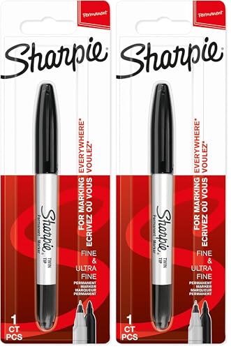 SHARPIE marqueur permanent, pointe double, noir, Lot de 2