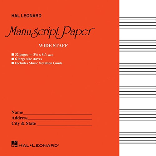 Wide Staff Manuscript Paper (Red Cover) | Music Composition Notebook with Six Large Staves per Page...