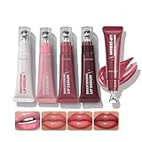 Set di 4 lucidalabbra idratanti, lucidalabbra liquido in gelatina lucida, lucidalabbra vol...