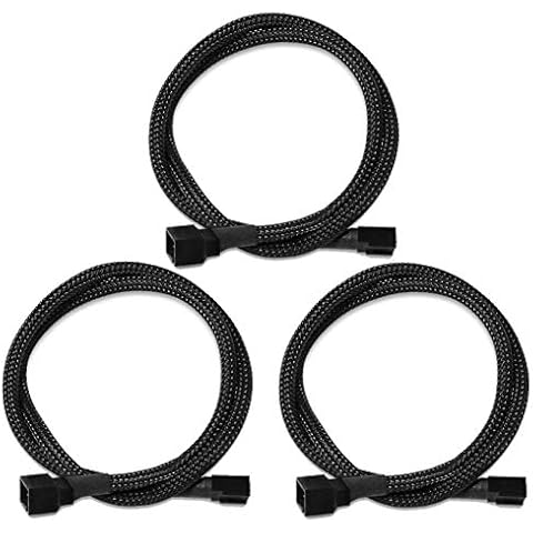 TeamProfitcom 4 Pin PWM Fan Extension Cable PC Fan Power Braided Sleeved Extension Cable Adapter Case 4-Pin Cooling Fans Cable 24 inches (3 Pack) Cover