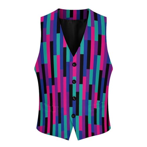 Vintage Purple And Pink Stripes Men's Suit Vest Slim Fit V-Ncek Waistcoat Business Casual Vest4