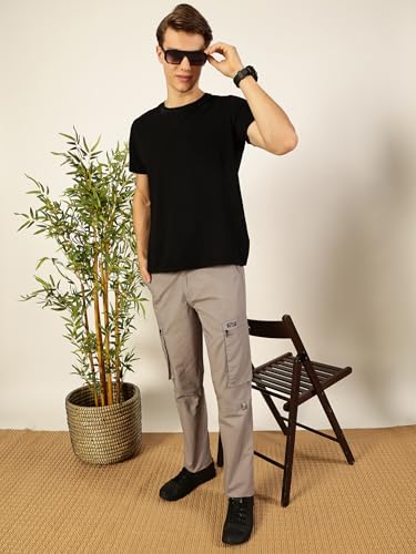 Image of Thomas Scott Men's | Solid | Light Weight | Breathable Fabric | 2 Zipper Pockets | Mid Rise | Regular Fit | Cotton Blend | Button Waist | Chino Trouser | Pants