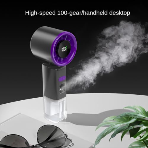 Ventilador con spray de agua USB recargable y pantalla digital 100 6