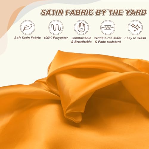 Tissu satiné doré profond 2,7m x 150cm souple pour couture de robe