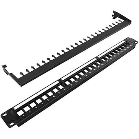Tedgetal 24-Port Blank Keystone 1U Patch Panel, 19" Rackmount or Wall Mount Network Cover