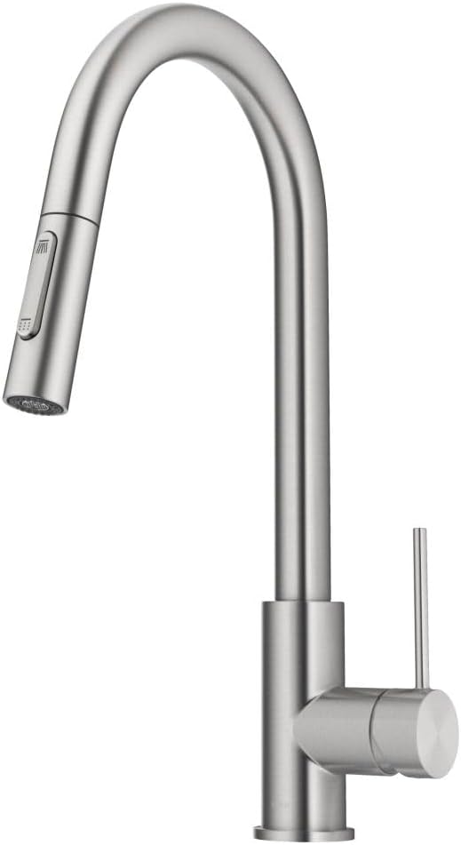 KRAUS Oletto Contemporary Pull-Down Single Handle Kitchen Faucet in Spot Free Stainless Steel, KPF-3104SFS