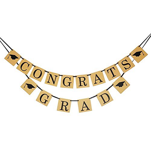 Congrats Grad Banner Sign - Perfect Graduation Decorations - Graduation Party Supplies for Grad Party
