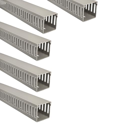 Jandei - Lot de 5 gouttières fendues pour câbles, organisateur de bureau, revêtement en PVC, couleur grise, longueur 40 cm (60 x 60 mm)