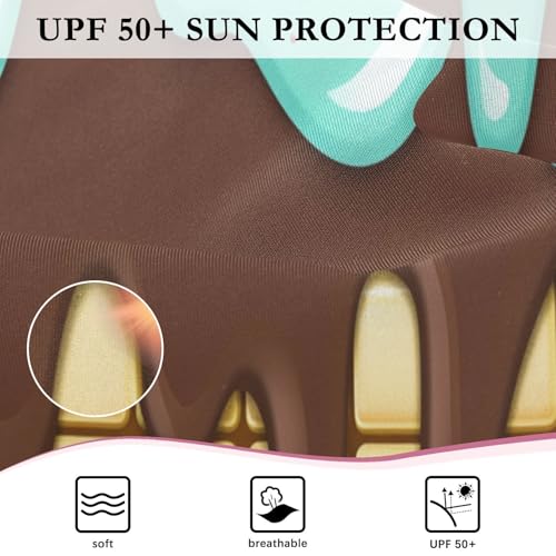 CaTaKu Girls One Piece Swimsuit Cute Ice Cream Waffle Toddler Bathing Suit Long Sleeve UPF 50+ Rash Guard Swimwear 3-12Y4