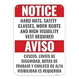 1PC Construction Signs, 14 x 10 Inches - Aluminum - Danger Area Under Construction Safety Site Signs For Jobsites - Bilingual Spanish