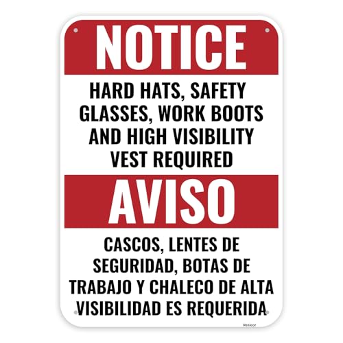 1PC Construction Signs, 14 x 10 Inches - Aluminum - Danger Area Under Construction Safety Site Signs For Jobsites - Bilingual Spanish