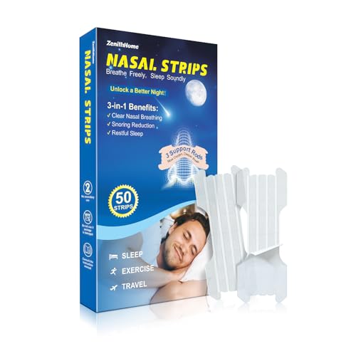 ZenithHome® Nasenpflaster Schnarchstopper, 50er Pack Premium Nasenstrips, Anti Schnarch Nose Strips für Sport und Schlaf, Nasal Strips Lindert...