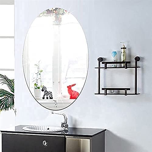 Oval Shape Adhesive Mirror Sticker for wall on Tiles Bathroom Bedroom Living Room Basin Mirror Bathroom Wall Mirror Stickers Unbreakable Plastic wall Mirror 30 * 20 (30 * 20, Hexagonal)-picture-21