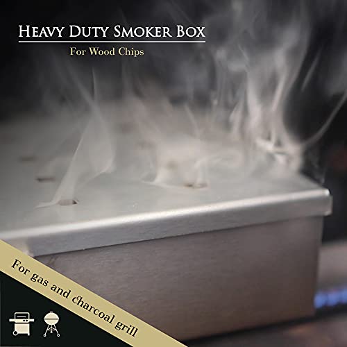 Humos Smoker Box, Top Meat Smokers Box In Barbecue Grilling Accessories, Add Smokey Bbq Flavor On Gas Grill Or Charcoal Grills With This Stainless Steel Wood Chip Smoker Box #TOP3