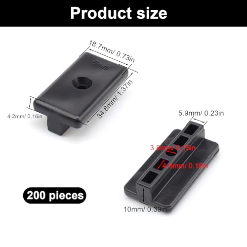YFaith 200 Stück WPC Clips, 6 mm Terrassendielen Befestigung Unsichtbar, Dielen T-clips, Abstandshalter Terrassendielen, Kunststoff Befestigungsclips für WPC/BPC Böden, Balkone, Gärten