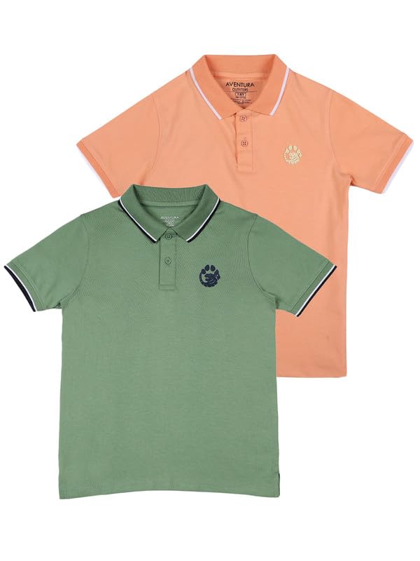 Image of Aventura Boys Polo T-Shirt Combo Pack of 2 - 100% Cotton Half Sleeve Collar T-Shirts for Boys (Age 5-12 Years)