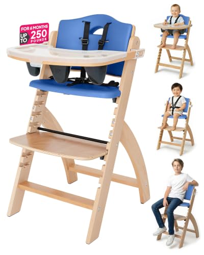 Abiie Beyond Junior Convertible Wooden High Chair with Removable Tray | 3-in-1 Adjustable Highchair for Babies & Toddlers Fits 6 Mos to 250 lbs Water-Resistant Mahogany Wood w White Cushion product thumbnail 10