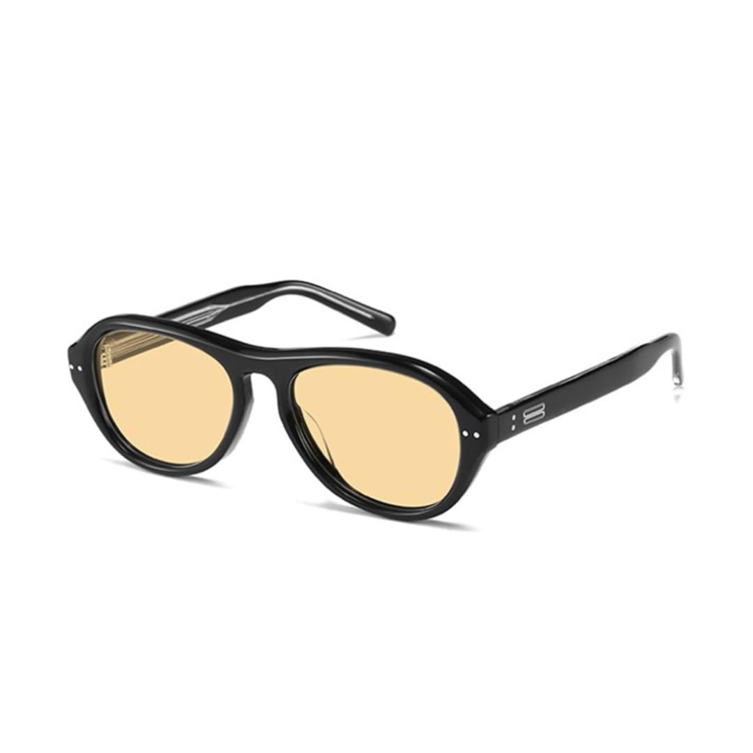 Occhiali da sole ovali con montatura in acetato e lenti spesse in nylon, alla moda con protezione UV400.