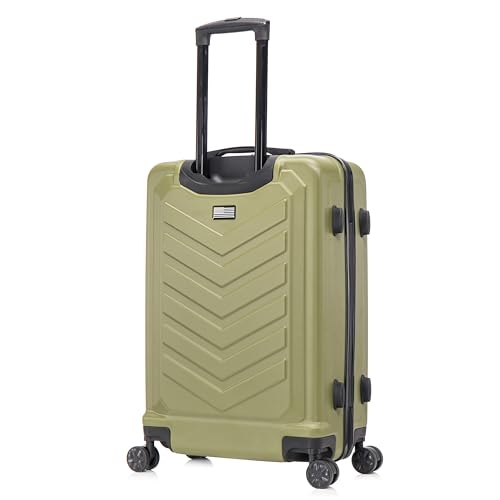 US ARMY Fox 24 inch Hardside Luggage with Spinner Wheels | Lightweight Medium Suitcase for Shorter Travel | Chevron Icon, Gel Handle, Side Studs, Retractable Trolley, Heavy Duty | Olive Drab2