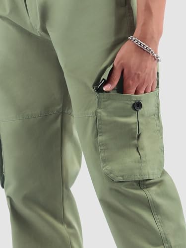Image of Beyoung Cotton Regular Fit Heavy Gauge Cargo Joggers for Men | Ribbed Hem | Spacious Pockets | Track Pants | Elastic Waistband | Cargo for Men