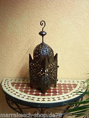 Orientalische Laterne aus Metall Schwarz Frane 42cm groß | Marokkanische Gartenlaterne für draußen, Innen als… – Bild 6