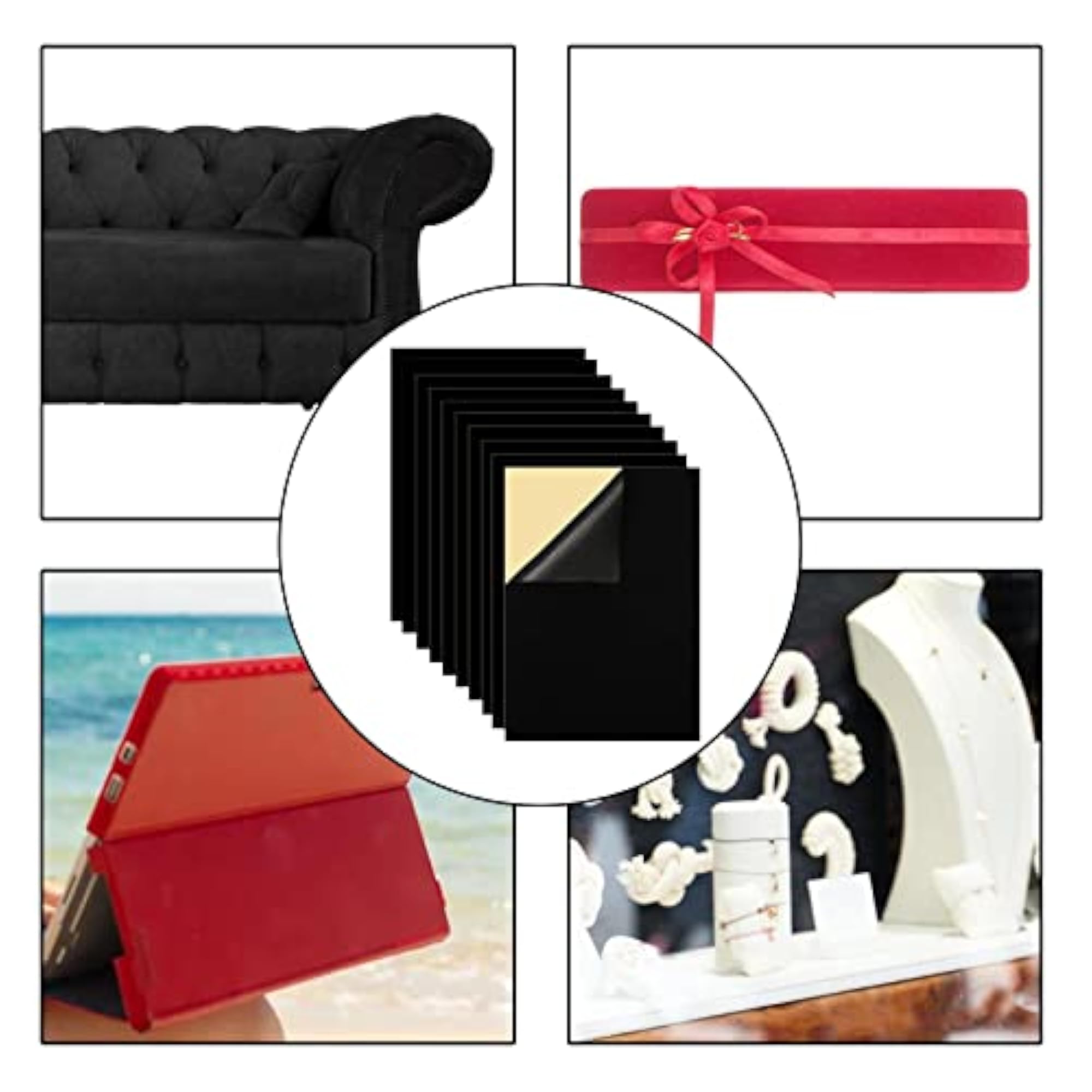 10-Pack Velvet Fabric Sticky Back Adhesive Back Sheets