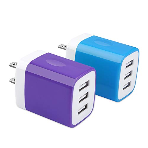 USB Charger Plug, Hootek 2Pack 3.1A 3-Multi Port USB Wall Charger Brick Base