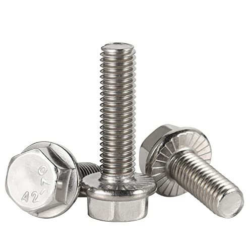 Image of 25 PCS M6 x 35mm Flanged Hex Head Bolts Flange Hexagon Screws, Stainless Steel A2, DIN 6921