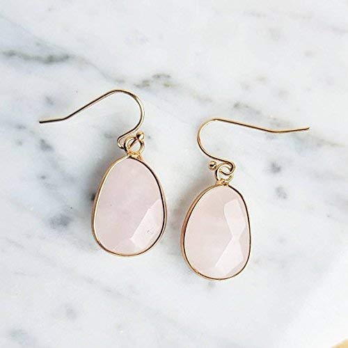 Rose Quartz Drop earrings natural pink quartz gold earrings rose
