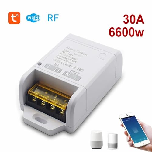Image of Protium 30A Smart Wireless WIFI with RF Switch Compatible with Alexa, Google home and Smart life app, White (Wifi Router /Hotspot Required)