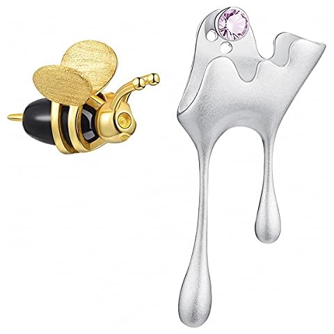 Lotus Fun Pendientes de plata esterlina Abejas y miel de goteo Cover