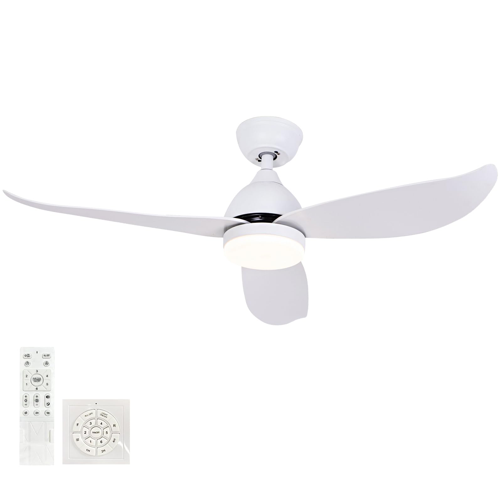 Fachae Ceiling Fan with Light and Remote Control Silent Dimmable Ceiling Fans with LED Lamps DC Reversible 6 Speed Timer Ceiling Fan with Lighting for Bedroom Living Room