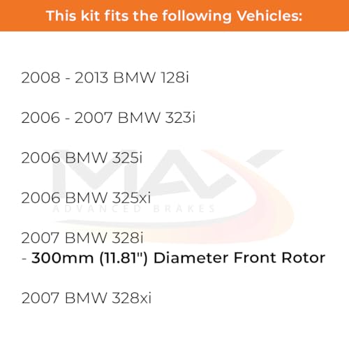 Image of Max Advanced Brakes StyleMAX+ Front Brake Kit | Fits 2008-2013 BMW 128i | Brake & Rotor Kit for Daily Performance | Cross-Drilled Rotors & Ceramic Brake Pads