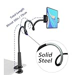 Tablet Stand Holder, Mount Holder Clip with Grip Flexible Long Arm Gooseneck Compatible with ipad iPhone/Nintendo Switch/Samsung Galaxy Tabs/Amazon Kindle Fire HD - Black - Image 2