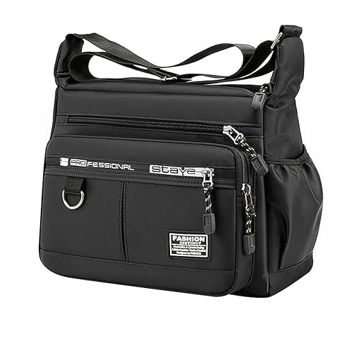 SCEYE Professional Crossbody Shoulder Bag, Black Nylon, Multi-Pocket Design, Fashion Messenger Bag for Daily Use-image-6