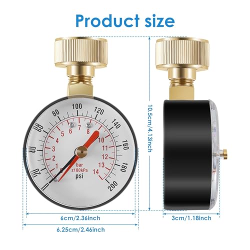 Manomètre TS-60-200 robuste pour pompe et robinet d'eau
