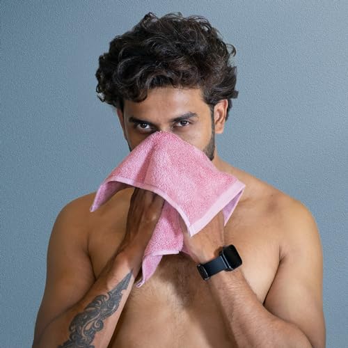 Image of HEELIUM Bamboo Face Towel | Ultra Absorbent & Odour-Free | 3X Softer Than Cotton Towels | 30 x 30 cm - 600 GSM | Pack of 5 - Blue, Grey, Iris, Light Grey, Peach