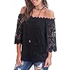 MIHOLL-Womens-Lace-Off-Shoulder-Tops-Casual-Loose-Blouse-Shirts MIHOLL Women's Lace Off Shoulder Tops Casual Loose Blouse Shirts (Black, X-Large)