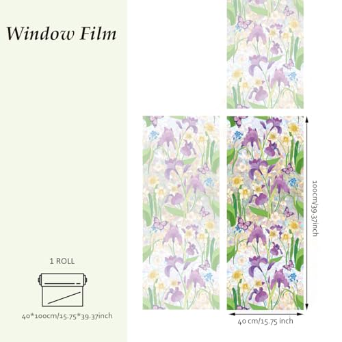 Vinilo decorativo para ventana privacidad flores púrpura miniatura 5