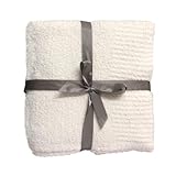 Knit Throw Blanket Super Soft Warm Blanket for Couch Lightweight Fluffy Blanket for Bed Sofa 50x60 Inches Cream