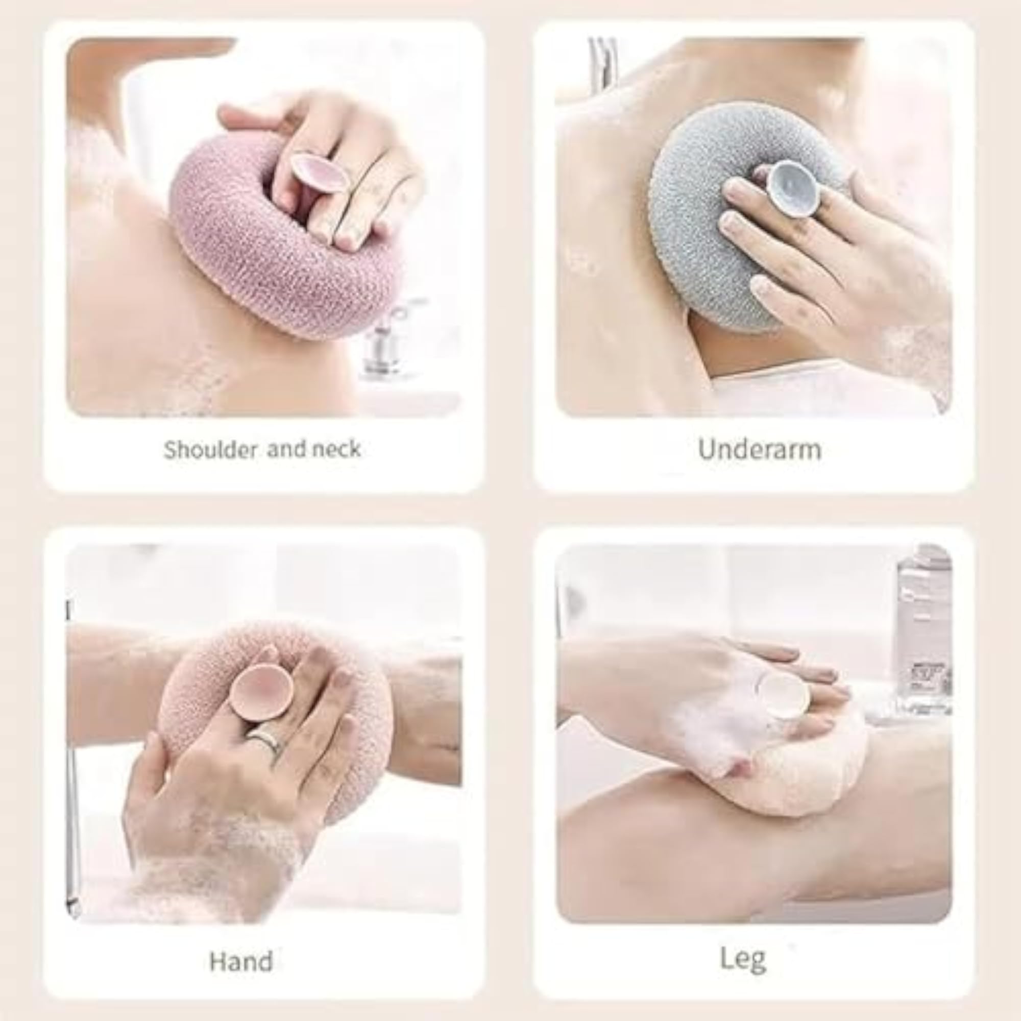 Super Soft Bath Loofah with Suction Cup, Round Mesh Shower Sponge