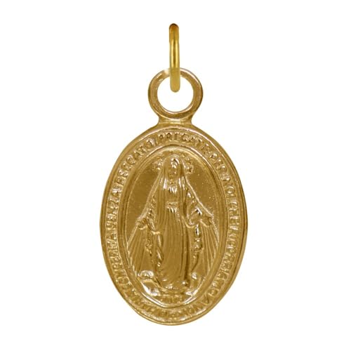 LES POULETTES BIJOUX - Pendentif Plaqué Or Petite Médaille Ovale Vierge Miraculeuse