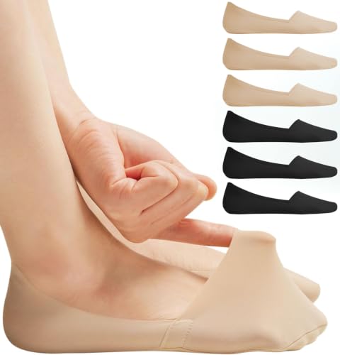 Image of No Show Socks for Women, Non Slip Nylon Thin Footies Invisible Silky Low Liner Socks for Loafers Flats 6 Pairs