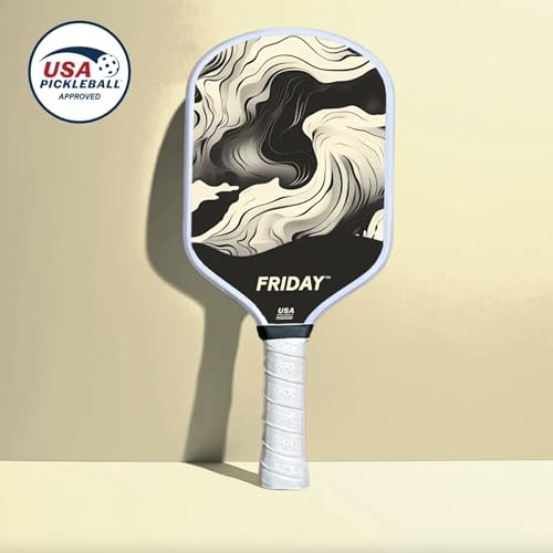 Image of Friday Pickleball Paddle, USA Pickleball Approved, Durable Carbon Fiber, Thermoformed Unibody Design, Honeycomb Core, Gritty Surface for Spin
