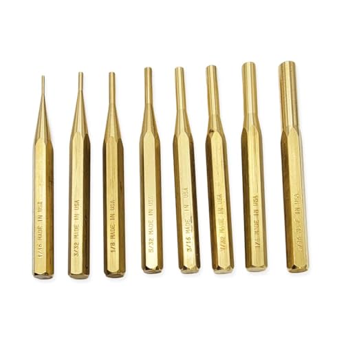 8 Piece Solid Brass Punch Set for Gunsmithing, Bladesmithing, and Shop Use.