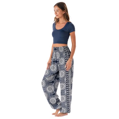 Image of Lotus and Luna Women's Harem Pants Thai Pants for Beach & Lounge High Waisted Flowy Boho Pants Genie Pants Yoga Pants
