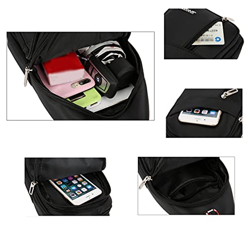 Small Sling Bag for Men Crossbody One Strap Casual Daypack Bag with Earphone Hole for Travel Outdoor Sports (Black)3