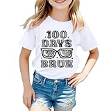 Camiseta de niño 100 días escolares estampados regresando cuello redondo manga corta camiseta casual, blanco, 6-7 Años