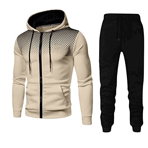 QTANZIQI s Chándales para Hombres Conjunto Completo Chándal con Capucha de Lana Chándal para Hombre Y2K Traje de Jogging Traje Deportivo Sudaderas con Capucha de 2 Piezas